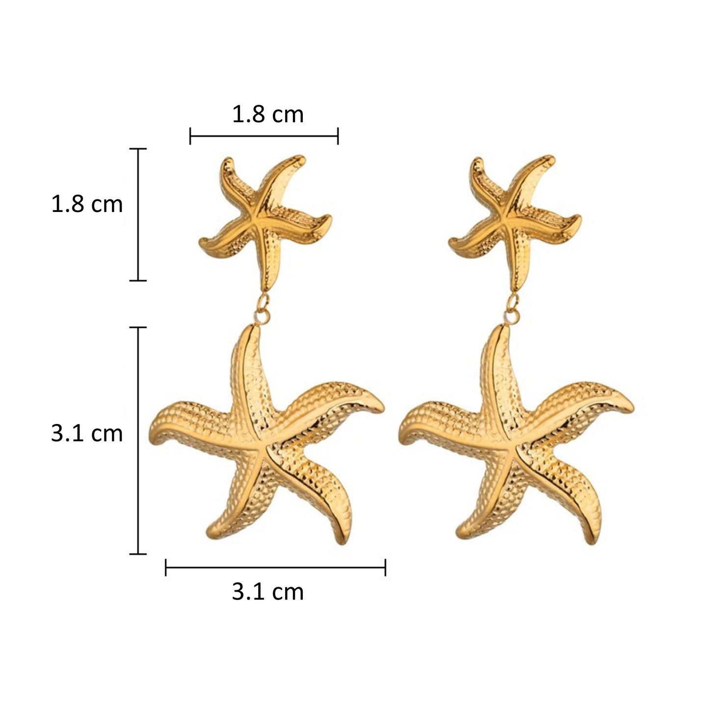 Aretes Doble Estrella de Mar - Waterproof