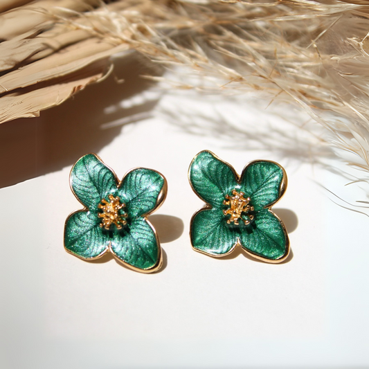 Aretes Flor Verde - Waterproof