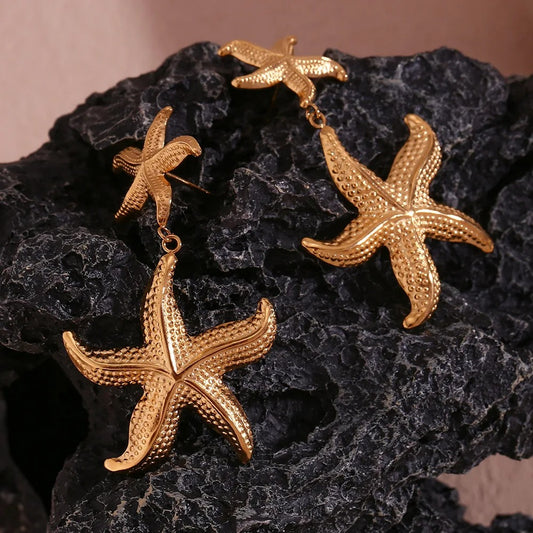 Aretes Doble Estrella de Mar - Waterproof