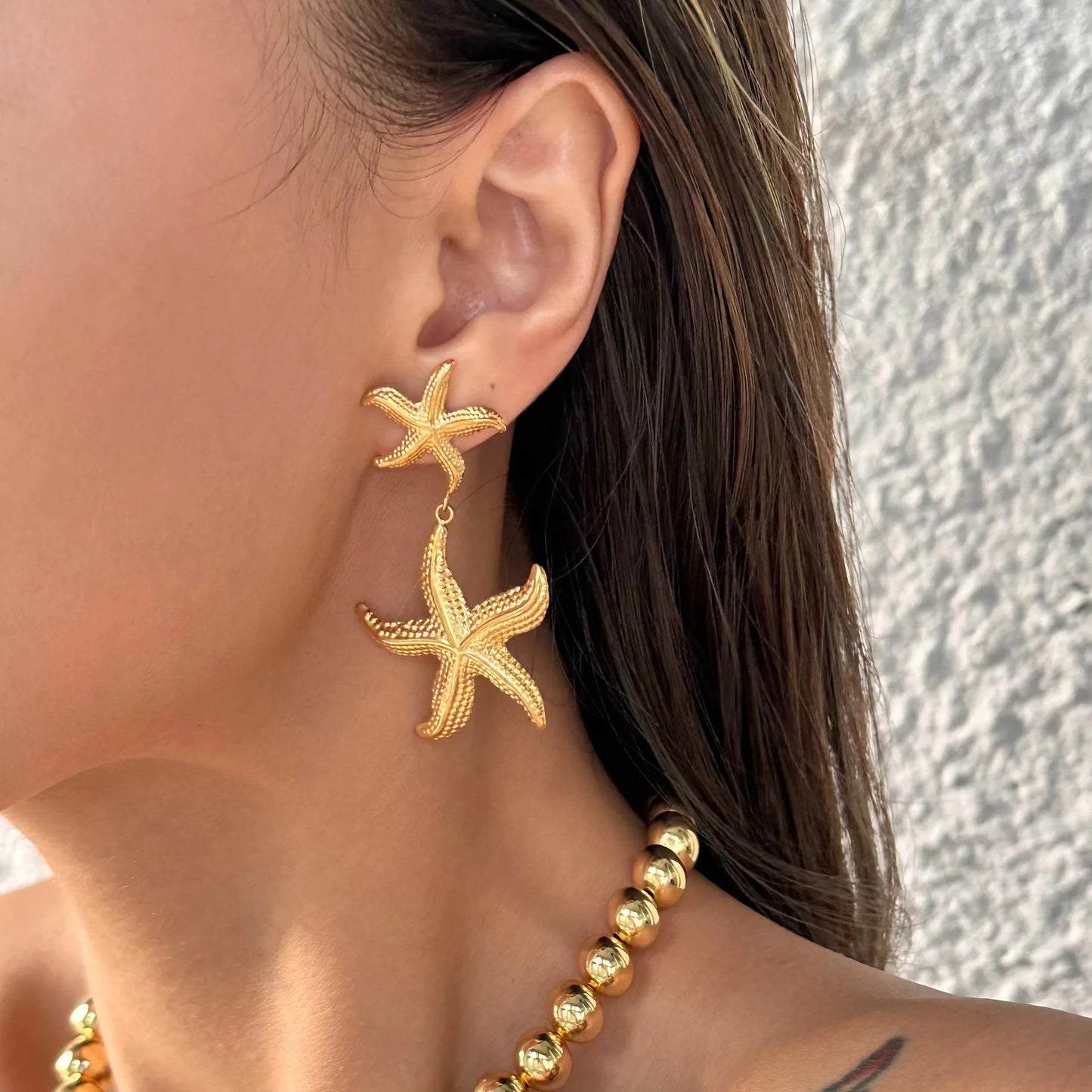 Aretes Doble Estrella de Mar - Waterproof