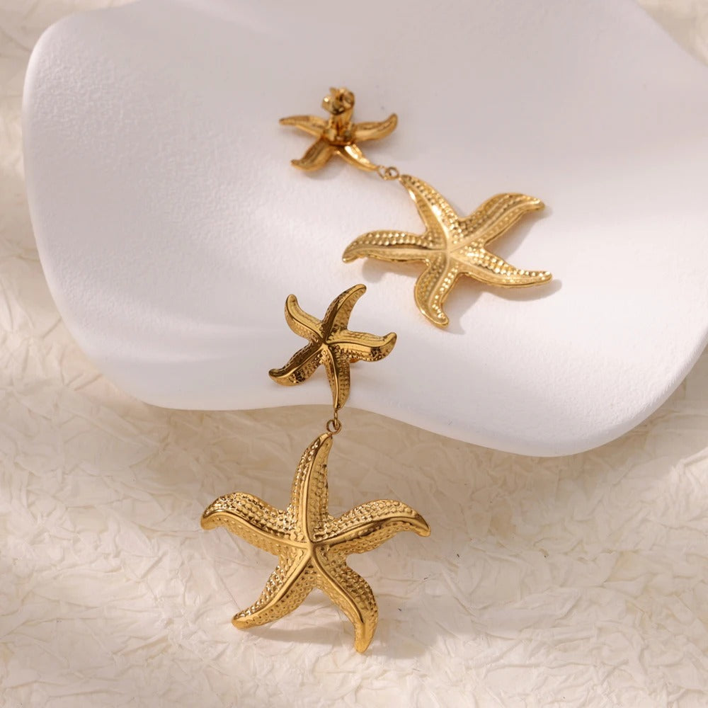 Aretes Doble Estrella de Mar - Waterproof